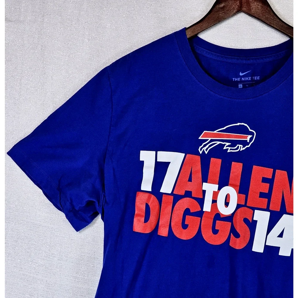 Nike Buffalo Bills Football Men's T-Shirt 17 Allen To Diggs 14 Fanatics Cotton
